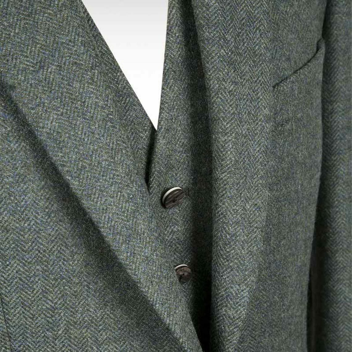 Dark Green Herringbone Tweed Braemar Jacket & Waistcoat